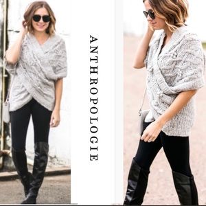 Anthropologie Sleeping Snow Cabled Crossover Wrap